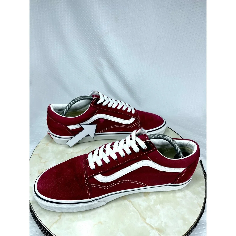 Vans Suede Canvas Skate Shoes Mens 10 Burgundy Low Top Streetwear Retro Sneakers